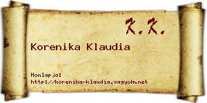 Korenika Klaudia névjegykártya